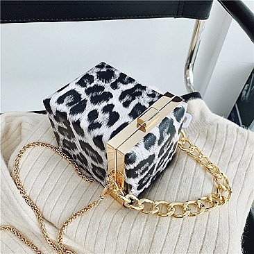 ANIMAL PRINT BOXY CROSS BODY BAG