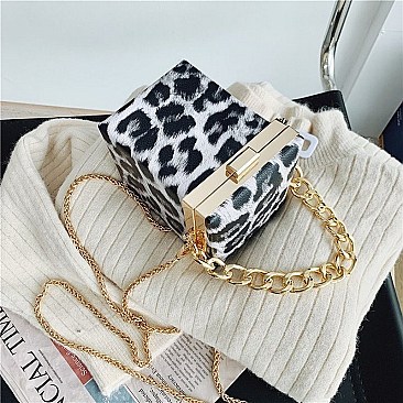 ANIMAL PRINT BOXY CROSS BODY BAG