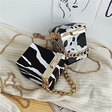 ANIMAL PRINT BOXY CROSS BODY BAG