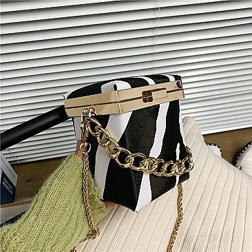 ANIMAL PRINT BOXY CROSS BODY BAG