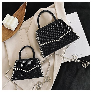 RHINESTONE CROSS BODY SATCHEL