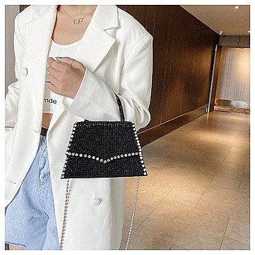 MINI RHINESTONE CROSS BODY SATCHEL