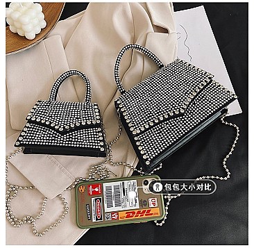 RHINESTONE CROSS BODY SATCHEL