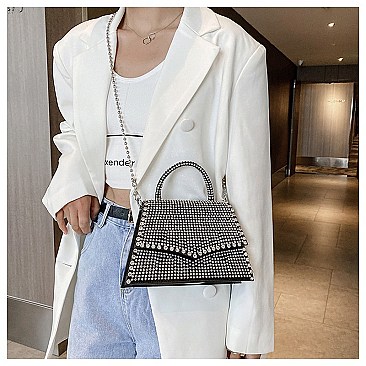 RHINESTONE CROSS BODY SATCHEL