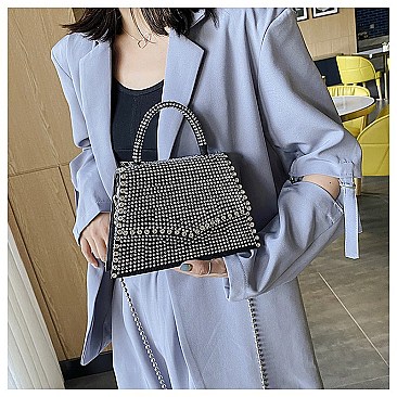 RHINESTONE CROSS BODY SATCHEL