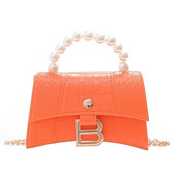 STYLISH B ACCENT BEAD HANDLE SATCHEL