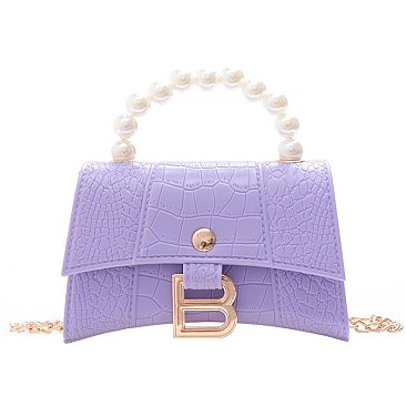 STYLISH B ACCENT BEAD HANDLE SATCHEL