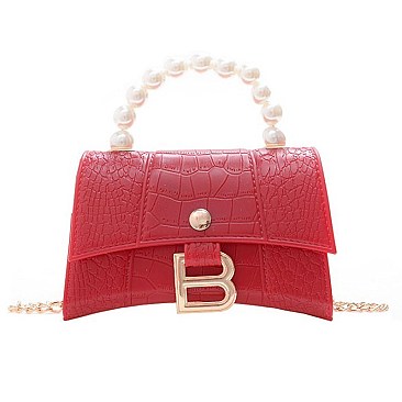 STYLISH B ACCENT BEAD HANDLE SATCHEL