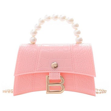 STYLISH B ACCENT BEAD HANDLE SATCHEL