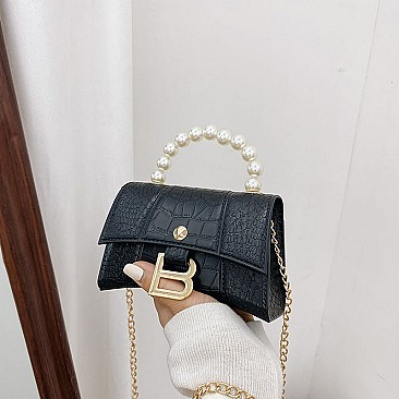 STYLISH B ACCENT BEAD HANDLE SATCHEL