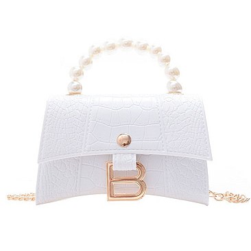 STYLISH B ACCENT BEAD HANDLE SATCHEL