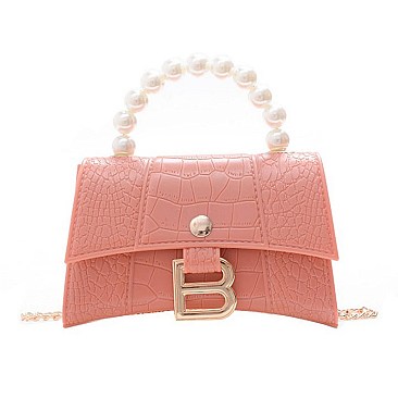 STYLISH B ACCENT BEAD HANDLE SATCHEL