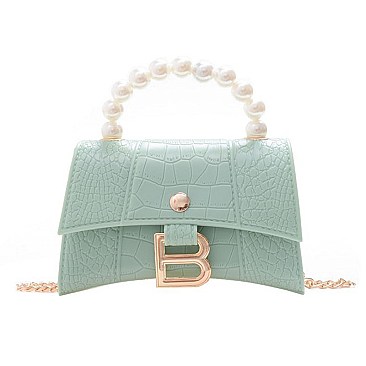 STYLISH B ACCENT BEAD HANDLE SATCHEL