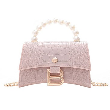 STYLISH B ACCENT BEAD HANDLE SATCHEL