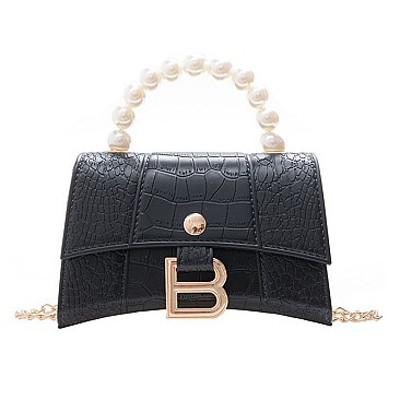 STYLISH B ACCENT BEAD HANDLE SATCHEL