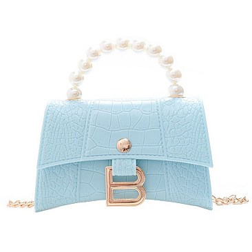 STYLISH B ACCENT BEAD HANDLE SATCHEL