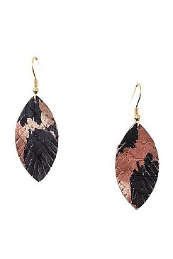 AUTHENTIC LEATHER CUT LEAF EARRING