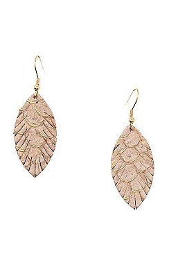 AUTHENTIC LEATHER CUT LEAF EARRING