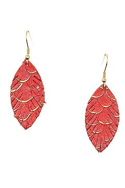 AUTHENTIC LEATHER CUT LEAF EARRING