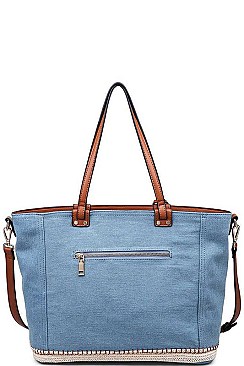 STYLISH SANTORINI TASSELLED DENIM TOTE BAG JY17308