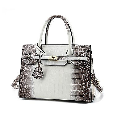 CROCODILE 2 TONE PADLOCK CLASSIC SATCHEL