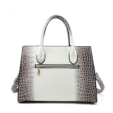 CROCODILE 2 TONE PADLOCK CLASSIC SATCHEL