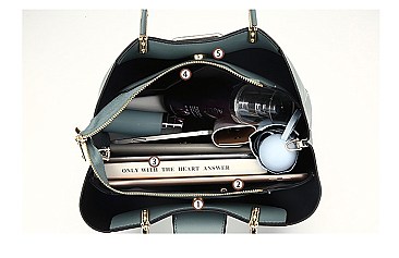 2 IN 1 SMOOTH LEATHER SATCHEL CLUTCH SET