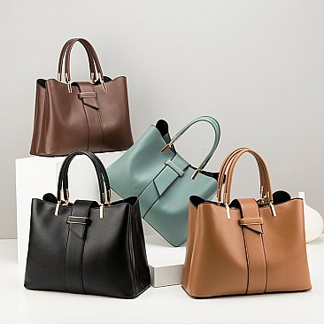 2 IN 1 SMOOTH LEATHER SATCHEL CLUTCH SET