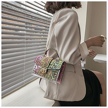 2 IN 1 Graffiti Studded Cross-Body Satchel