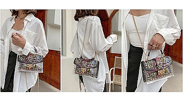 2 IN 1 Graffiti Studded Cross-Body Satchel