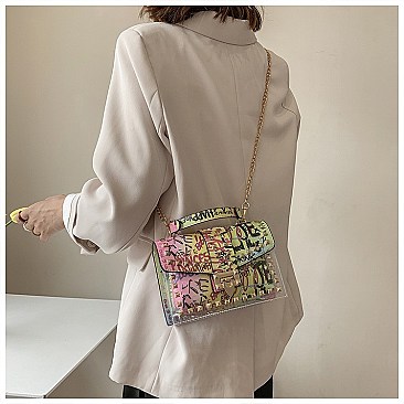 2 IN 1 Graffiti Studded Cross-Body Satchel