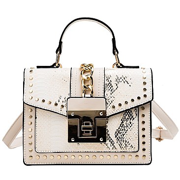 Stylish Top Flap Riveted Satchel