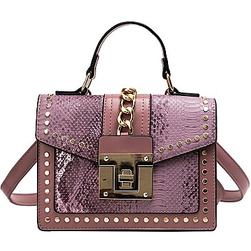 Stylish Top Flap Riveted Satchel