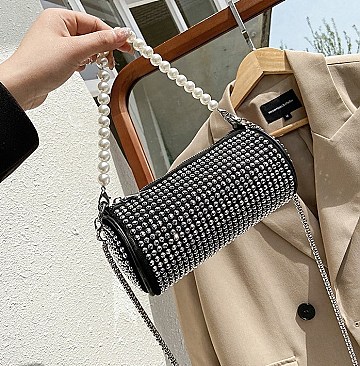 Pearl Handle Stone Shoulder Bag