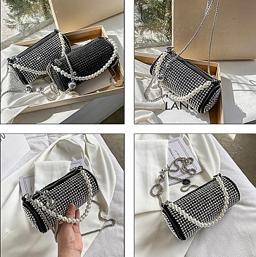 Pearl Handle Stone Shoulder Bag