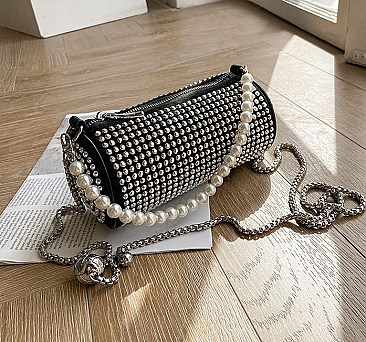 Pearl Handle Stone Shoulder Bag