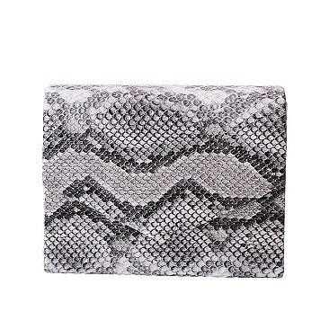 CHAIN HANDLE SNAKE PRINT SHOULDER SATCHEL BAG