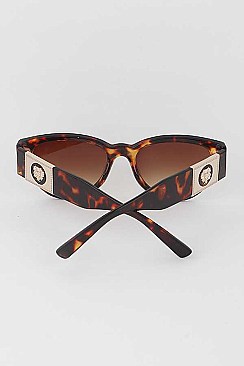 Pack of 12 Emblem Temple Cat Eye Retro Sunglasses