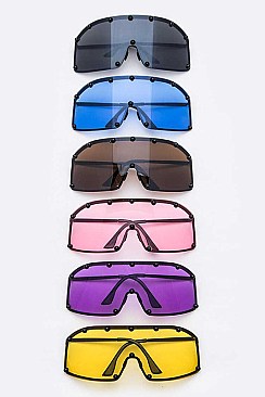 Pack of 12 Studded Shield Inspired Statement Sunglasses