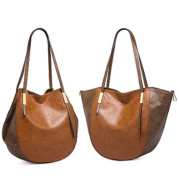 4 in 1 CLASSIC SMOOTH TWO TONE TOTE CLUTCH SET