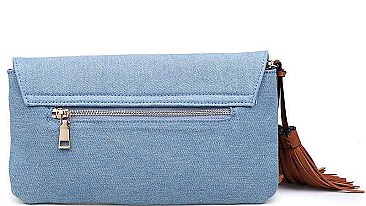 STYLISH DENIM TASSELED LUXURY KAUAI CLUTCH BAG JY17401