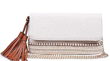 STYLISH DENIM TASSELED LUXURY KAUAI CLUTCH BAG JY17401