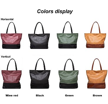 FASHIONABLE TWO TONE EXTRA LONG TOTE BAG