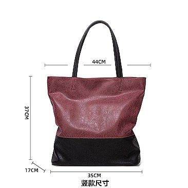 FASHIONABLE TWO TONE EXTRA LONG TOTE BAG