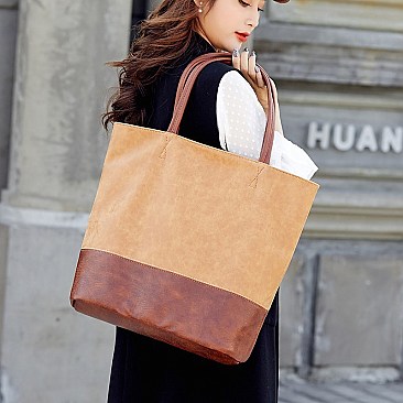 FASHIONABLE TWO TONE EXTRA LONG TOTE BAG