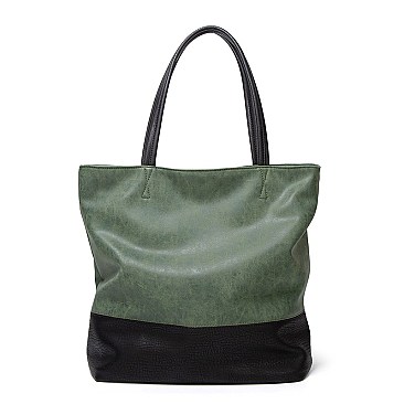 FASHIONABLE TWO TONE EXTRA LONG TOTE BAG