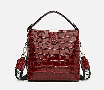 TRENDY CROCODILE PRINT BUCKET SATCHEL