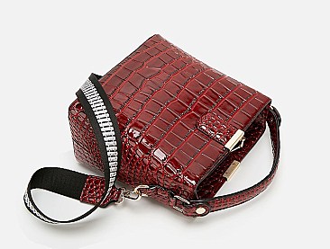 TRENDY CROCODILE PRINT BUCKET SATCHEL