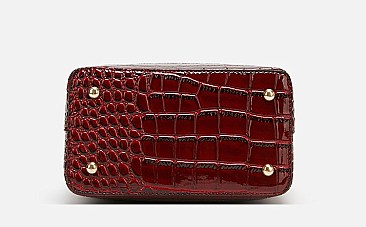 TRENDY CROCODILE PRINT BUCKET SATCHEL