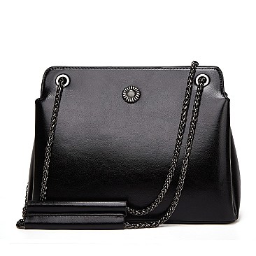 Smooth Magnetic Lock Chain Shoulder Bag